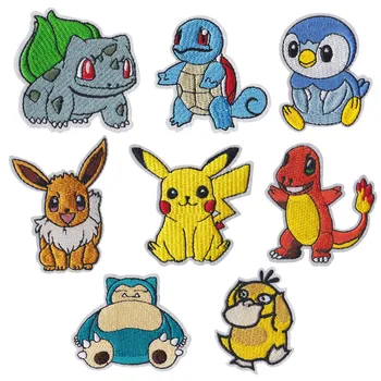 

Cartoon Pokemon Pikachu Iron on patch Embroidered clothes patches For clothing Kids Umbreon Badge Stickers Garment Appliques