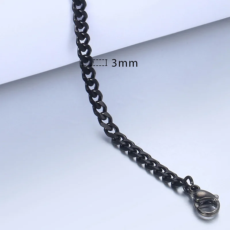 2-3 мм браслеты-цепочки для женщин и мужчин, серебристый, черный, золотой, нержавеющая сталь, панцирь, кубинский кабель, круглая коробка, плетеный пшеничный браслет KBB13A - Окраска металла: KB217