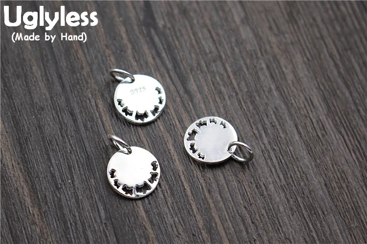 

Uglyless Genuine S 925 Sterling Silver Dogs Charms Accessories Jewelry DIY Hollow Animal Jewellery Handmade Small Round Pendants