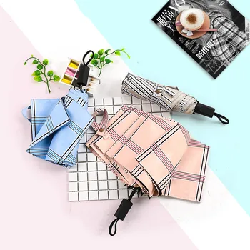 

Fashionable Plad Cute Umbrella Top Quality Umbrella Rain Woman Windproof Male Women Sun 3 Floding Big Umbrella Outdoor UV