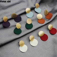 Huanzhi S925 Стерлинговое серебро контактный хит Цвет из метала золотого цвета неправильные геометрические двойной круг волна витой большие серьги-гвоздики для Для женщин