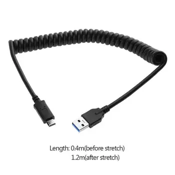 

Flexible 1.2m High Seed USB3.0 Male to Type-C Male Extension Extended Spring Cable Coiling Wire Data Sync Charger Cord