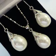Стильный Крест фабричного производства ювелирный набор дизайн Элегантные жемчужные серьги-ракушки кулон ожерелье набор#031