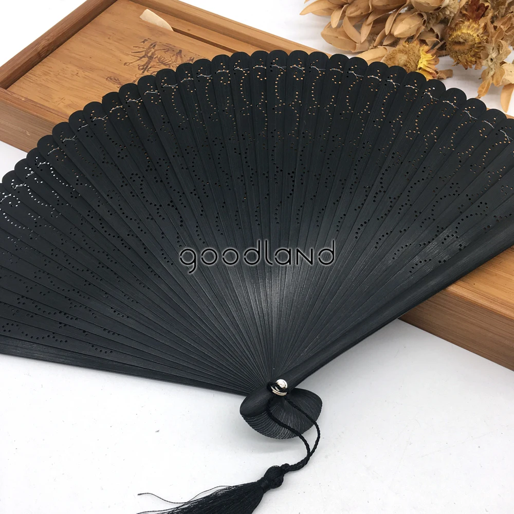 1 шт., черный, коричневый, темно-синий, полный бамбуковый геомидрический узор, резной складной ручной вентилятор, бамбуковый подарок для рукоделия