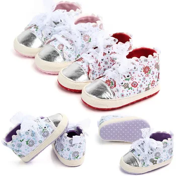 

DHL 200pair 3 Sizes Toddler Girl Floral Soft Sole Baby Shoes Non-slip Sneaker Prewalker