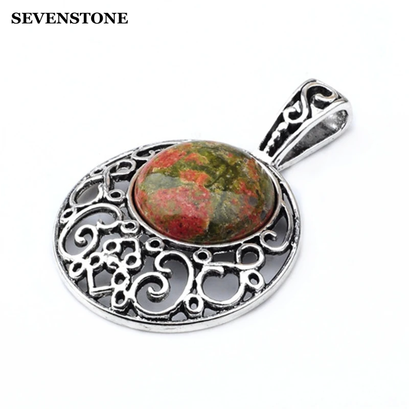 SEVENSTONE амулеты рейки Натуральный Камень Чакра Йога женские ожерелья и кулоны Eif
