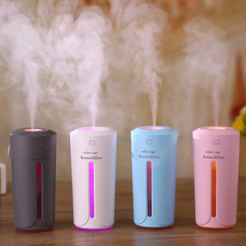 

230ml Ultrasonic Air Humidifier USB Mini Aroma Diffuser Air Purifier LED Lights Humidificador Cup for Home Car Office