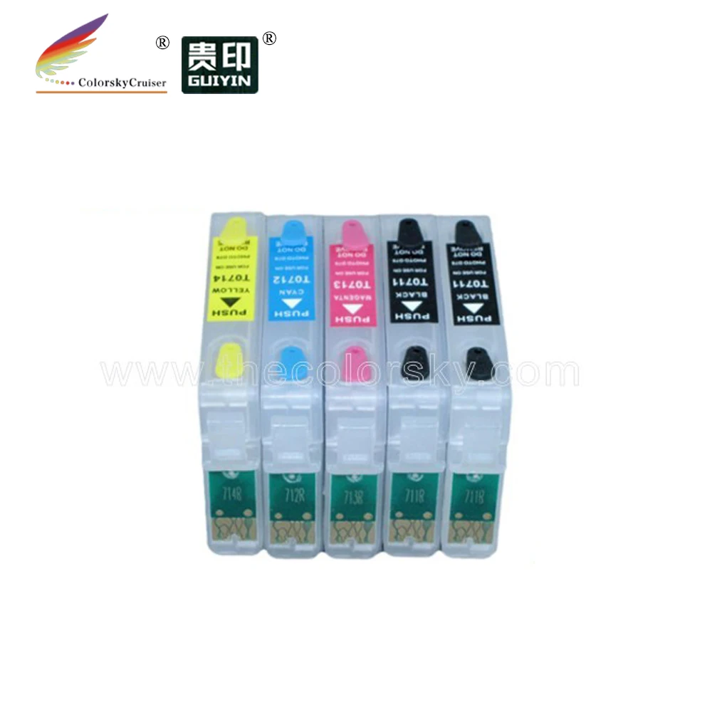 (RCE711H-714) многоразовый Заправляемый чернильный картридж для Epson T0711 T0712 T0713 T0714 SX510W