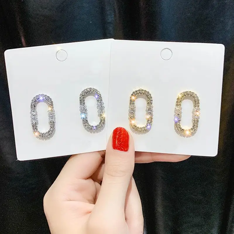 

Simple Earrings For Women 2019 New Rhinestone Geometric Earrings Trendy Jewelry Wholesale