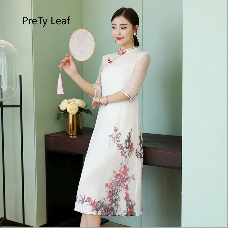 

2018 Summer Silk Cheongsam Dress