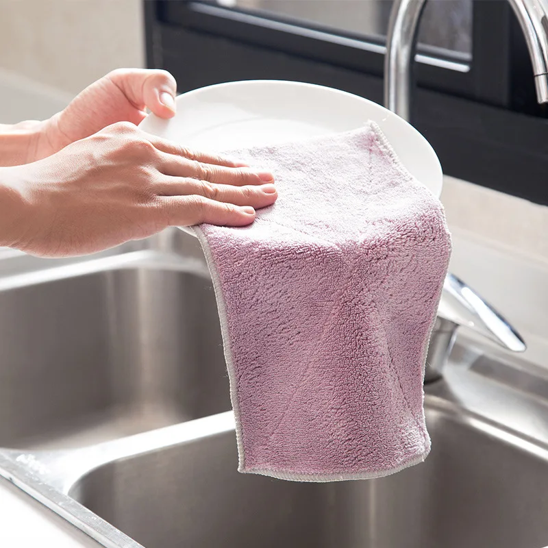Water absorbent dishcloth thicken table cloth towel kitchen no oil no hair cleaning cloth towel