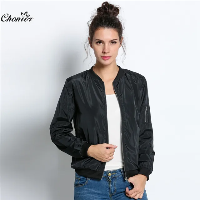 2016 Autumn Fashion Bomber Jacket Women Long Sleeve Basic Coats Casual Thin Slim Outerwear Short MA1 Pilot Bomber Jackets 1