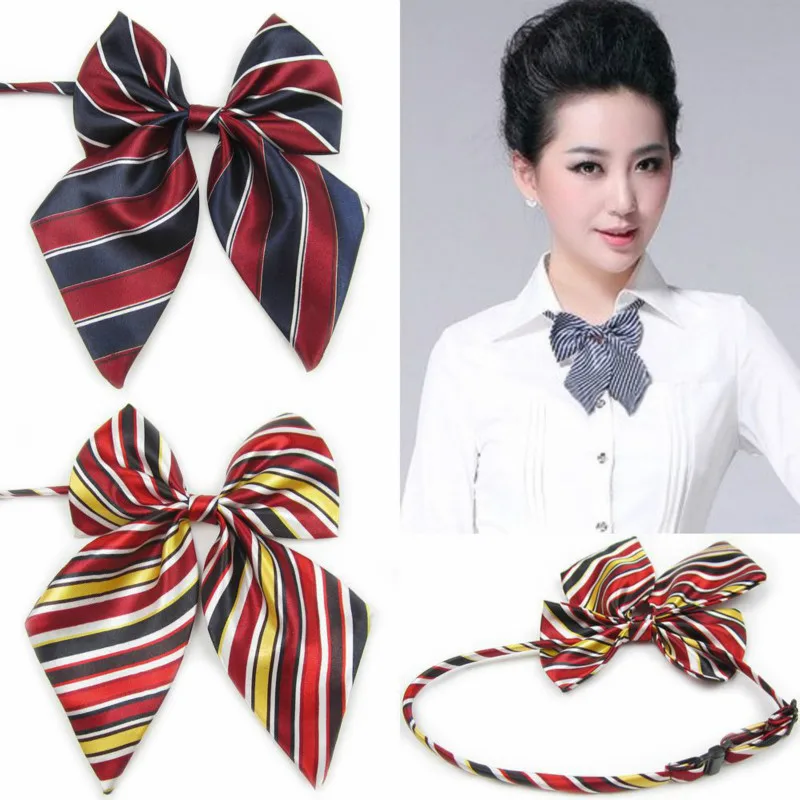 

Hot Sale Bow Tie For Women High School Girl Student Cosplay Uniform Formal Suit Accessories Cravat Butterfly Knot Striped