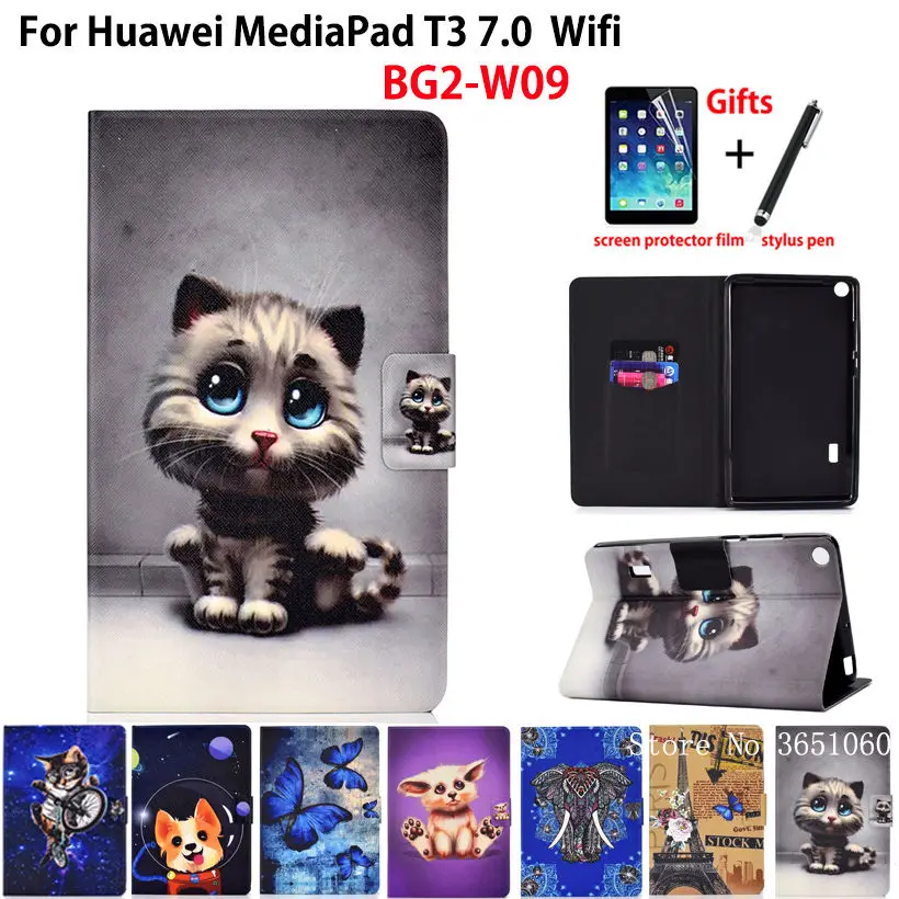Чехол с милым котом для Huawei MediaPad T3 7 0 силиконовый чехол подставкой из