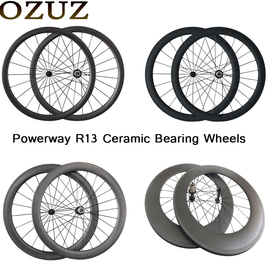 

OZUZ Tax included 700C Powerway Ceramic Bearing Hub Carbon Wheels 24mm 38mm 50mm 88mm Clincher Tubular Road Bike Bicycle Wheels