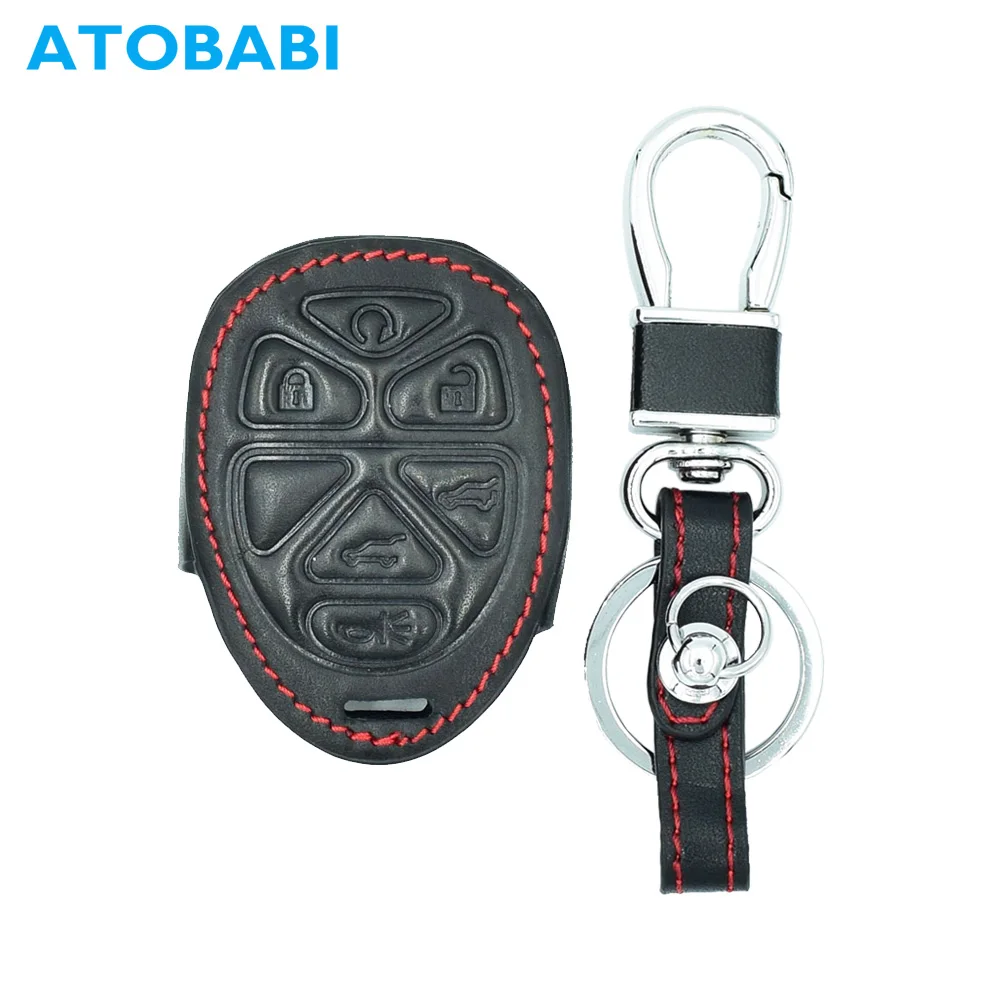 

ATOBABI 6 Buttons Leather Car Key Case Keychain for GMC Yukon Chevrolet Suburban Tahoe Smart Remote Fob Shell Cover Car Styling