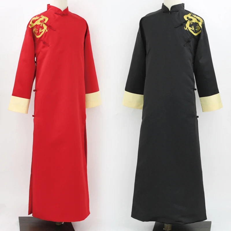 Chinese style marriage embroidered clothes vintage gown robe Male Long Gown Embroidered Dragon