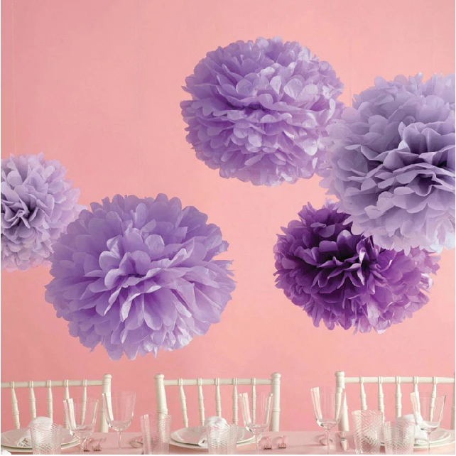 

pompom 20cm 5pcs/lot Paper artificial PomPom Tissue Balls Flower for Home Wedding Party Car Decoration Pompon crafts Supplies
