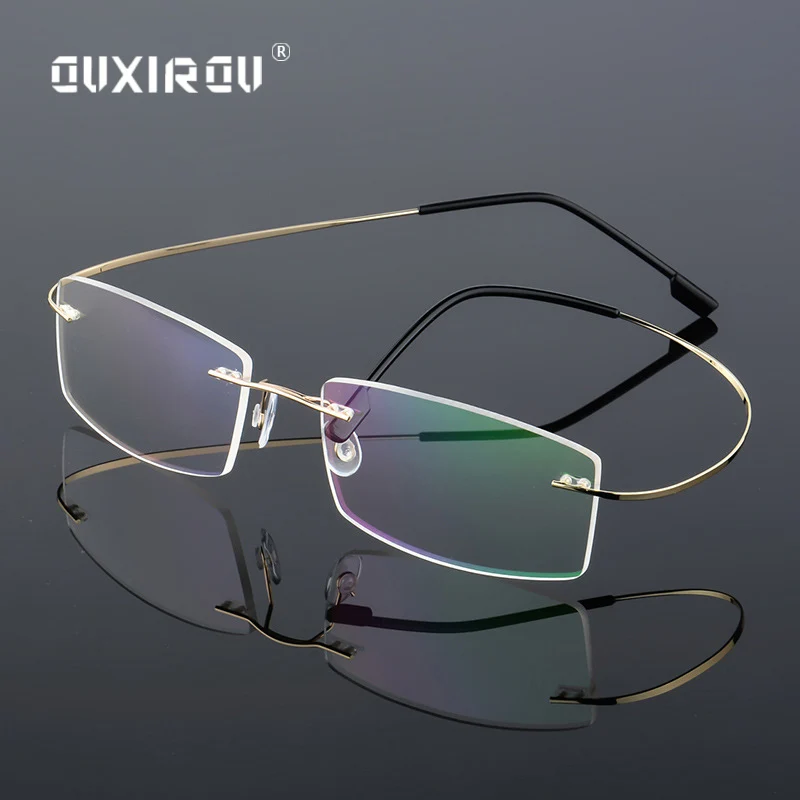 

Lightweight Rimless Glasses Frame Memory Titanium Eyeglasses Women Men square Myopia Optical Glasses Frames Brand s860