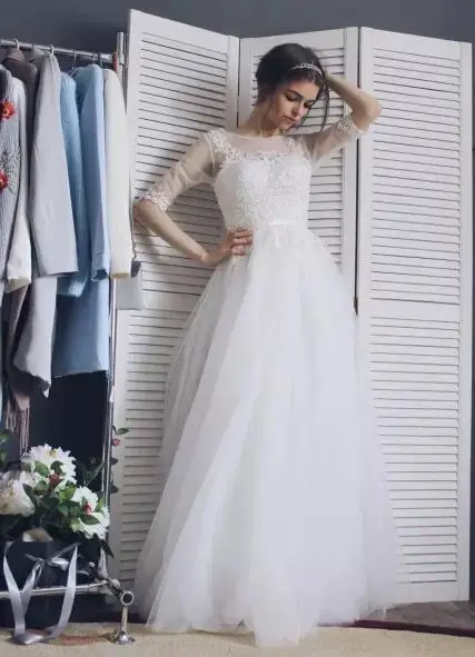 Vestido de festa, длинное вечернее платье трапециевидной формы с коротким рукавом, вечерние платья для невесты, сексуальные платья для выпускного вечера, цвета красного вина, синего, много цветов EN06M - Цвет: White