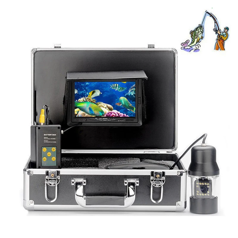 Waterproof Fishing Video Camera 50M Cable Recording Underwater Camera Fish Finder Camera With 7'TFT Monitor Battery