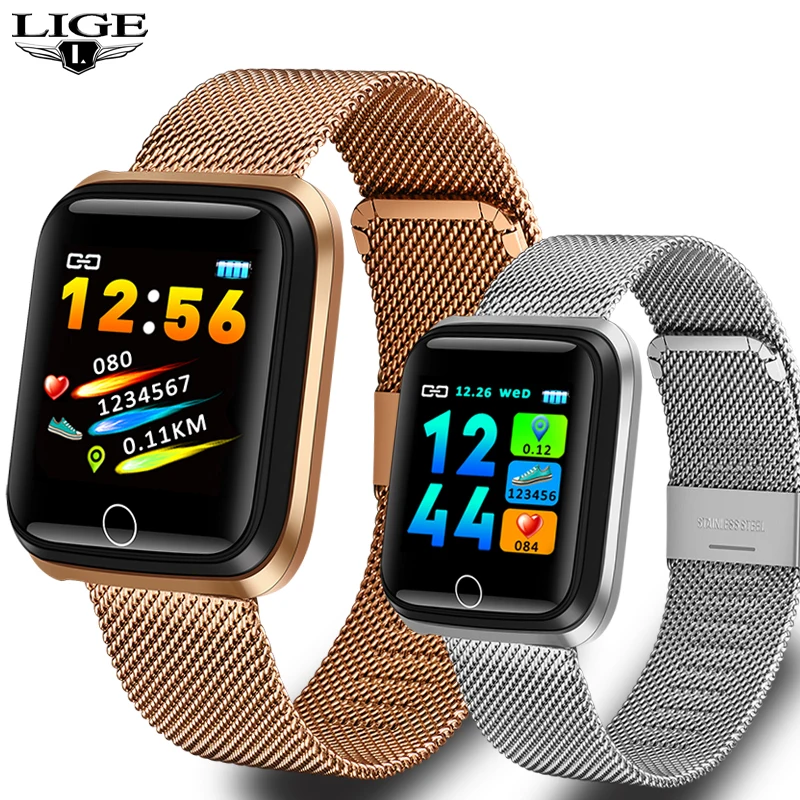 

LIGE Waterproof Smart Bracelet Heart Rate Blood Pressure Monitoring Fitness Tracker Watch Pedometer Smart Band For Android IOS