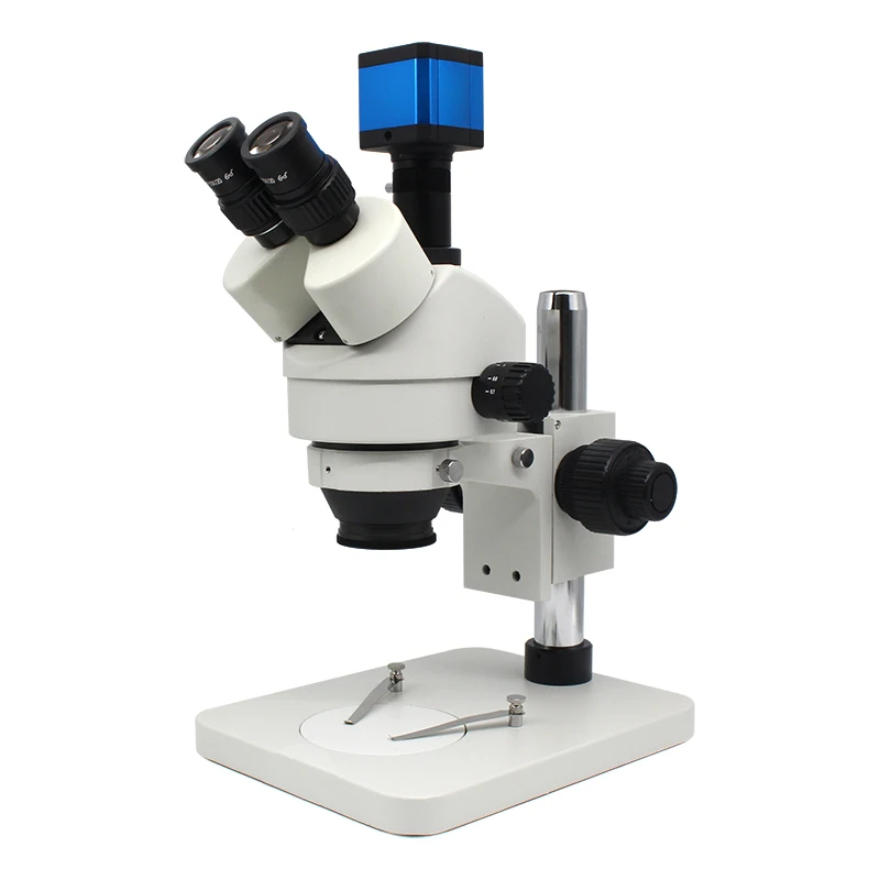 

Professional 7X-45X Continuous Zoom Pillar Stand Stereo Trinocular Microscope with 14MP Microscope Camera for PCB Carving Repair