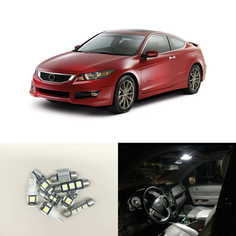 Комплект из 8 светодиодных ламп для салона Honda Accord Coupe & Sedan 2003 2012|interior light|interior led