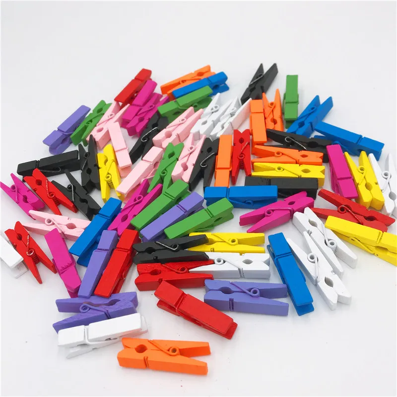 

50 Pcs Mini Colorful Wooden Clip Office Supplies Photo Memo Peg for Photo Clips Clothespin Craft Decoration Clips Pegs