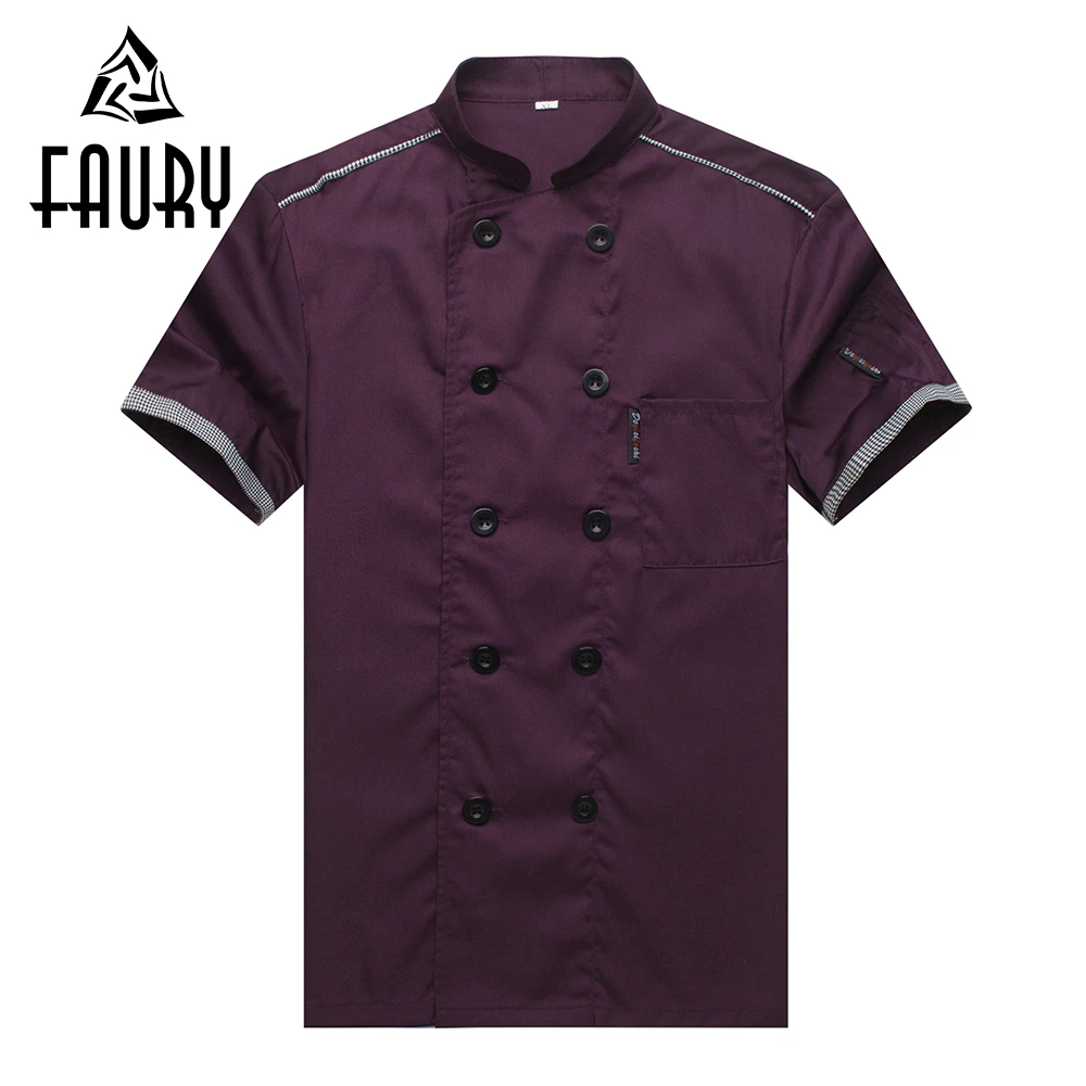 

Unisex Summer Short Sleeve Work Wear Tops Chef Kitchen Cook Uniforms Double Breasted Restaurant Food Service Jacket Aprons M-4XL