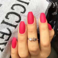 Высокое качество шпильки ногти матовый Бургундский гроб накладные ногти Розовый Красный Полный ногтей Советы DIY Ногти украшения 24 шт