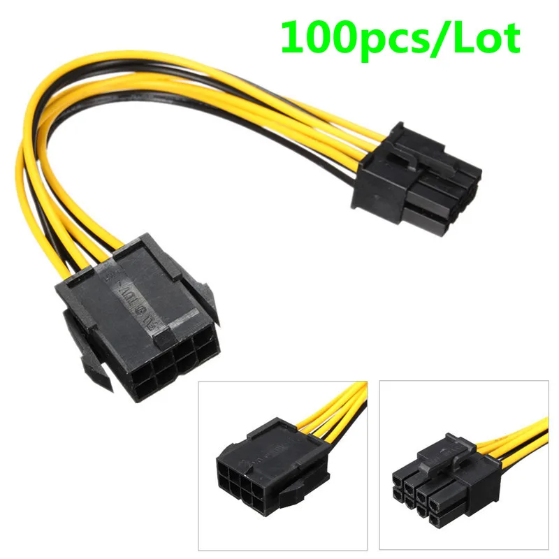 100 шт./лот видеокарта PCI E 8 контактный штекер на ГПУ кабель удлинитель питания 20 см
