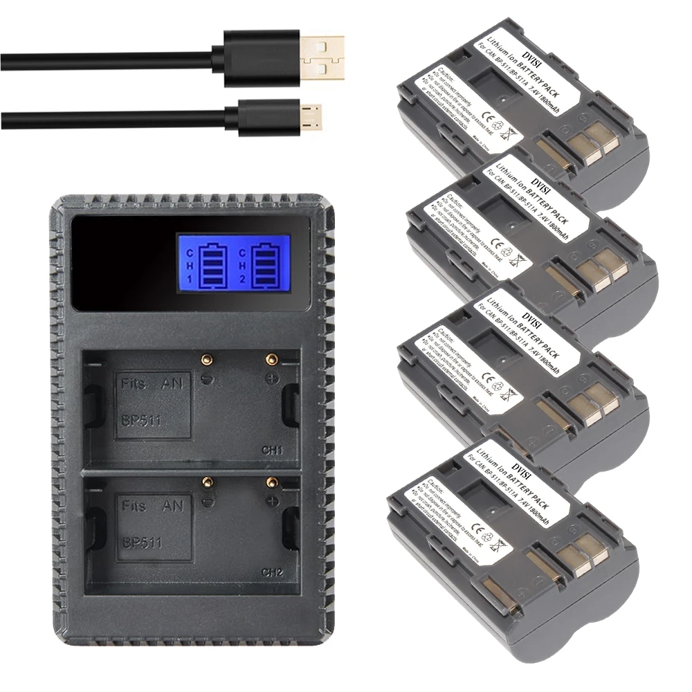 4 шт. двойное зарядное устройство USB для Canon EOS 300D 10D 20D 30D 40D 50D D30 D60 5D G6 OS 30D|Цифровые