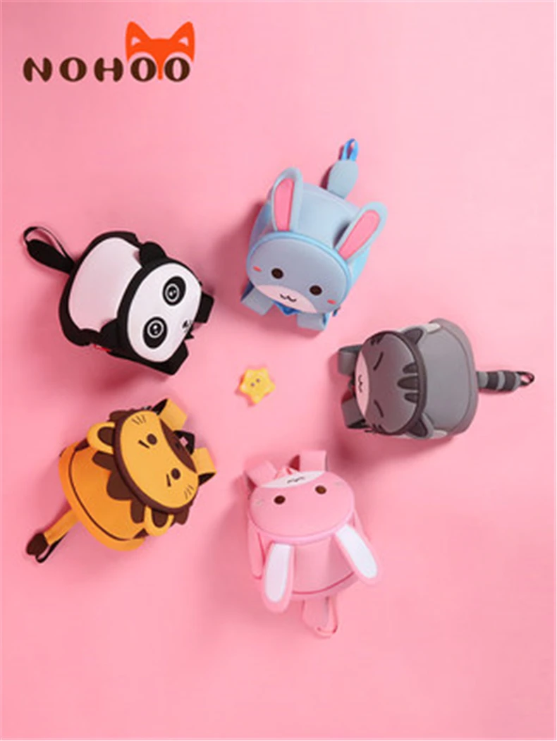

NOHOO School bags for boys girls kids bag 3D Cartoon mochilas escolares high quality Travel anti-lost lovely bags for girls gift