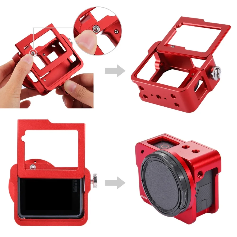 Escudo para Gopro Protetora para Gopro Cnc da Liga de Alumínio Puluz Habitação Hero 7 Preto Duro Case Quadro Gaiola 2020 5 6 - Image 3