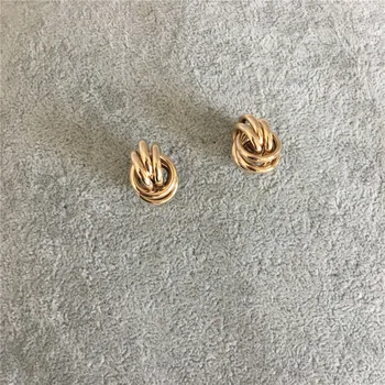 

FASHION JEWELRY CASUAL GOLD RHODIUM COLOR PLATING CIRCLE LINKED STUD EARRINGS