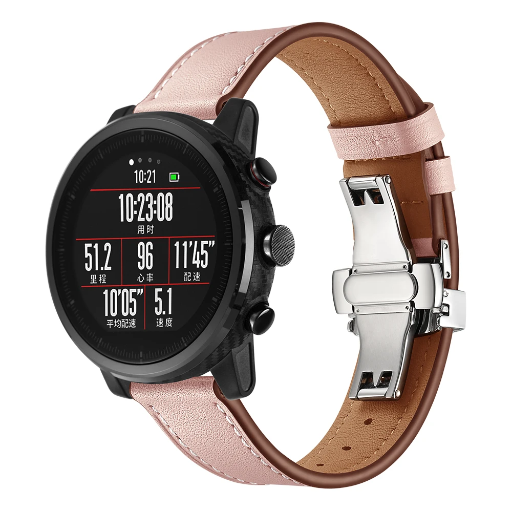 Кожаный ремешок для Xiaomi Huami Amazfit PACE Stratos, Смарт-часы, браслет для Xiaomi Amazfit, ремешок с металлической пряжкой, кожаный ремень