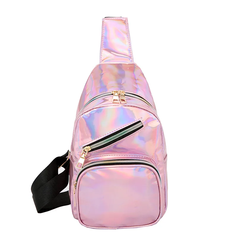 

Ougger Small Anti Theft Backpack Women Hip-Hop Style Pink PVC Chest bag for Motion