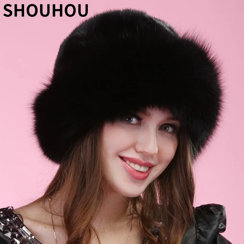 

SHOUHOU 2018 women winter fur hat fahsion Christmas girls gift down warm hat real mink fur thickening hat cap free shipping