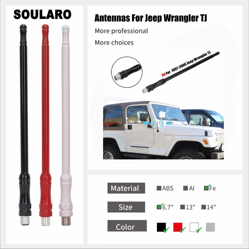 SOULARO High Quality Aluminum MFM AM Radio Signal Antennas For Jeep