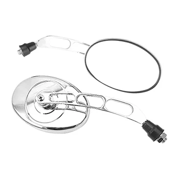 

Racbox 1pair motorcycle mirrorChrome Universal Motorcycle Oval Rearview Mirrors 10mm Rear View Side Mirrors motor spiegels