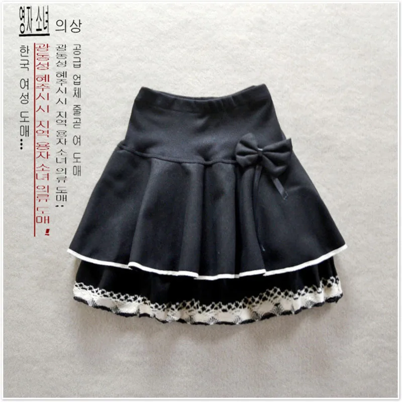 

New Wild Stitching Woolen Skirt Polka Dot Lace Slim Skirt High Waist Fluffy Female Skirt Natural Bow Casual