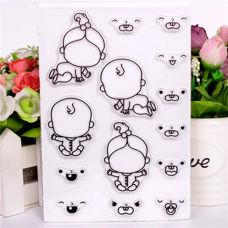 

DLKSDI Cartoon baby expression Transparent Clear Stamp DIY Silicone Seals Scrapbooking / Card Making/Photo Album Decoration