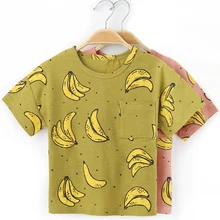 Модная футболка с принтом банана для мальчиков, хлопковые детские футболки летние детские футболки для мальчиков, топы с круглым вырезом, одежда с короткими рукавами