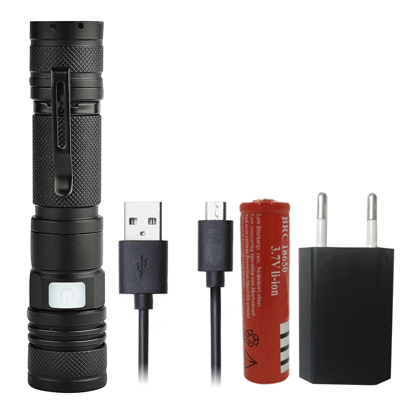 Litwod Z201301 XM-L2 U3 Micro USB Перезаряжаемый светодиодный фонарь, масштабируемый, 5 режимов переключения, алюминиевый фонарь - Испускаемый цвет: Option C
