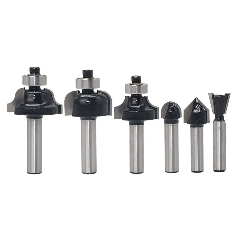 

6PCS/SET 8MM Router Bits Set Professional Shank Tungsten Carbide Router Bit Cutter Set for Woodworking Engraving Tools Kit