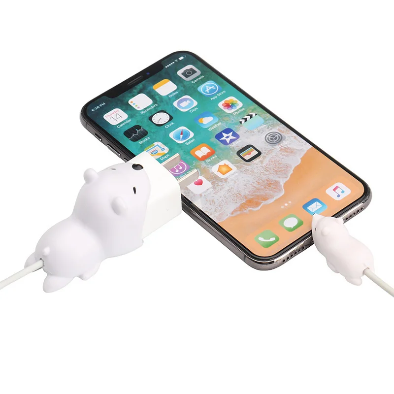 FFFAS устройство для сматывания кабеля Cute Tiger Loin Bear животное кабель протектор USB кабель Органайзер чомперы зарядное устройство держатель провода для Iphone