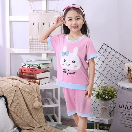 style 2 Летние детские пижамные комплекты хлопковая одежда для сна с короткими рукавами и героями мультфильмов для маленьких девочек Детская Пижама, модные пижамы для мальчиков - Цвет: style 2