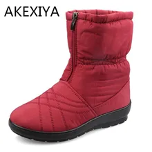 Fashion Plus Size 35~42 Waterproof Flexible Cube Women Boots High Quality Cozy Warm Fur Inside Snow Boots Winter Shoes Women