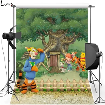 

MEHOFOTO Cartoon Tiger Vinyl Photography Background For Kids Forest Photo New Fabric Flannel Background For Photo Studio 2422